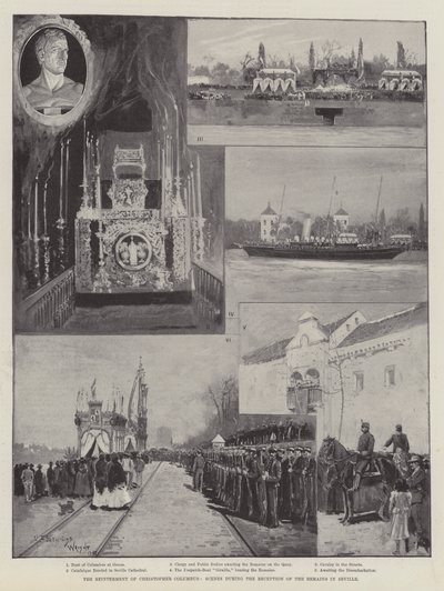 The Reinterment of Christopher Columbus, Scenes during the Reception of the Remains in Seville by Henry Charles Seppings Wright